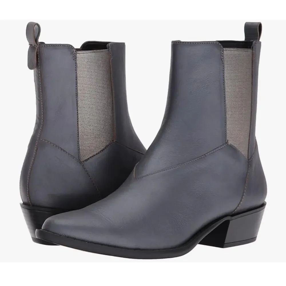 Katy Perry Ziggy Ankle Boots 7.5 NWT Gray Leather Ankle Booties Western Heel